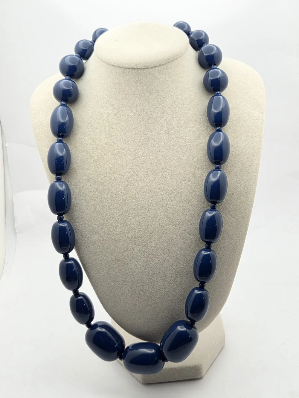 Navy Blue Chunky Resin Bead Necklace 24.5